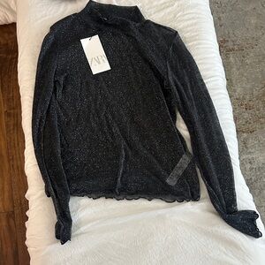 Zara Glittery Black Blouse